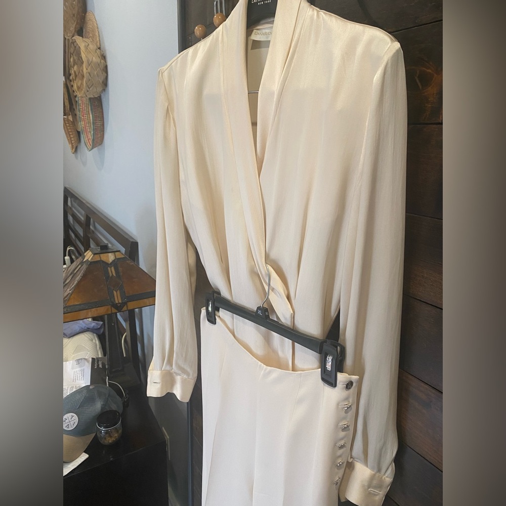 Cream Silk Trousers by Ralph Lauren